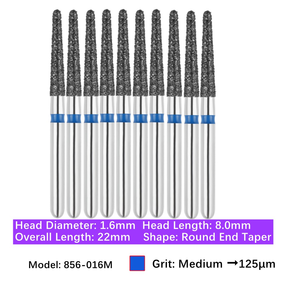 Vakker Dental Round End Taper FG Diamond Bur 856-016M Medium Grit 10/pk