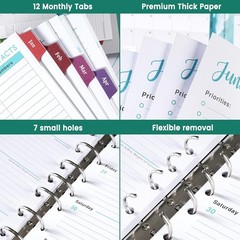 2026 Calendar Planner Inserts A5 5.5 Inch x 8.5 Inch with Flexible Removal Tabs