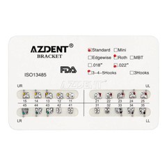 10 Packs AZDENT Dental Orthodontic Bracket Braces Standard Roth .022 Hooks 3-4-5
