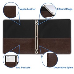 Samsill Vintage Leather Binder, 0.5 Inch Round Ring (Holds Inch, Brown