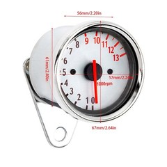 Motorcycle Tachometer with LED Backlit Retro Stainless Tacho Gauge 13000RPM
