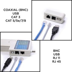 Universal Network Cable Tester Tool, BNC, RJ45, RJ11, USB (4-in-1) Multi-Tester