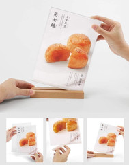 Acrylic Sign Holder A4/A5/A6 Menu Displays T/L Shape, Wood Base Table Top Sig…