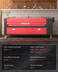 OMTech 100W 24×40 CO2 Laser Cutter Engraver Autofocus with CW5200 Water Chiller
