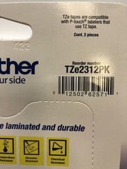 2 Pack Brother Genuine P-Touch, TZe-231 Tape TZE2312PK Black Print White Tape