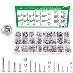 Machine Screws, 360PCS Nuts and Bolts Assortment Kit, #6-32#8-32#10-24 Phillips