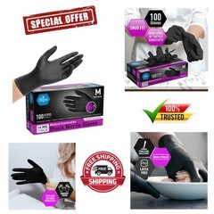 MedPride Nitrile Gloves Powder-Free, Large, Black, 100-Pack