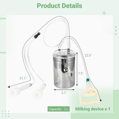 Manual Milking Machine, 2L Effort-Saving Goat Milking Device, Sheep Cow Hand Vac