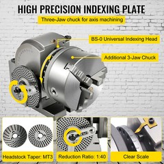 Indexing Dividing Head BS-1 6″ 3 Jaw Chuck & Tailstock for CNC Milling Machine