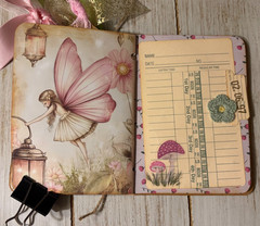 Junk Journal Handmade Booklet Book Vintage “Pink Fairies” Pockets, Ephemera
