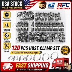 120pcs Hose Clamps Adjustable Worm Gear Stainless Steel Clamp Assortment Kit