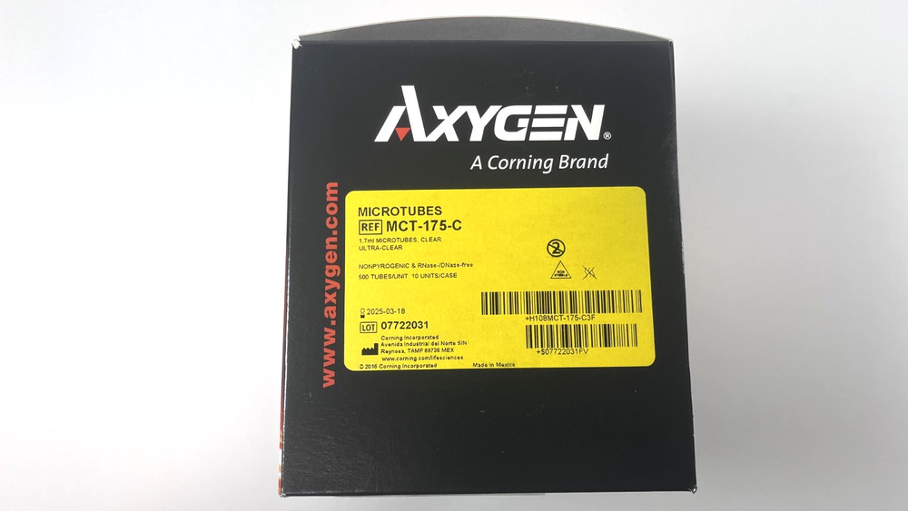 Axygen MCT-175-C 1.7mL Microcentrifuge Tubes Clear RNase/DNase Free 500/PK