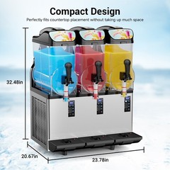 3x15L Tank Commercial Slushy Machine Smoothie Frozen Drink Maker Multi-mode