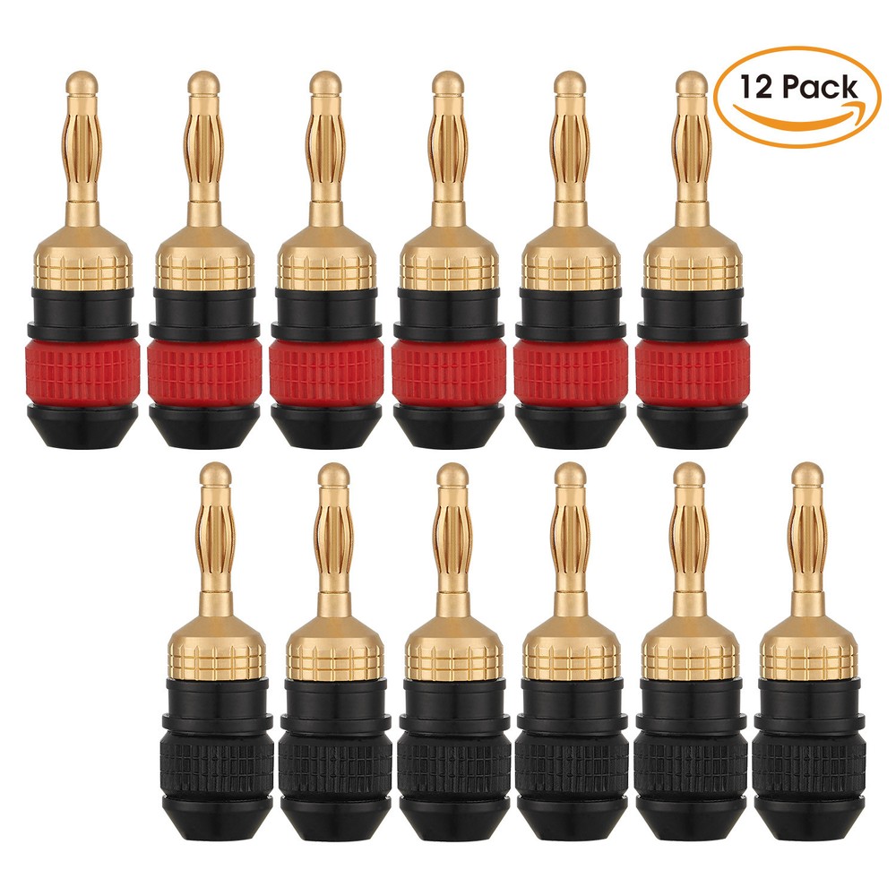 WGGE WG-008 24K Gold Safety Connector Banana Plugs (6 Pairs) (12 plugs )