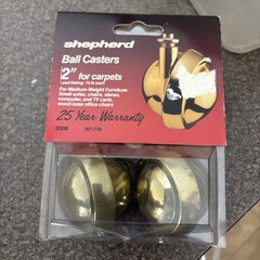 VINTAGE PAIR SHEPHERD CARPET CASTERS METAL WHEEL STEM TYPE 2″ NEW 1980s