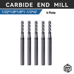 5 PCS 1/32″ 4 Flute 1-1/2″ Overall Length Carbide End Mill – AlTiN Coated USA