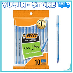 10-Count Pack BIC Round Stic Xtra Life Blue Ballpoint Pens, Medium Point (1.0mm)