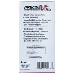 Pilot Precise V5 RT Rolling Ball Pen 26066, Purple Ink, 0.5mm Ex Fine, Box of 12