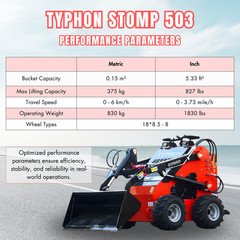 Mini Skid Steer Loader Wheel TYPHON STOMP 503 22.1HP Honda Gas Engine Free Ship