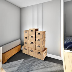 Classic Moving Box 12 Pack Kit, Reinforced Handles, Tape-Free Assembly, Box with
