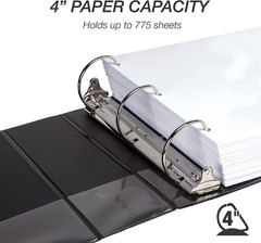 Durable 4 Inch 3 Ring Binder, D Ring Binder, 100% Recycled Chipboard, Black, 2 P