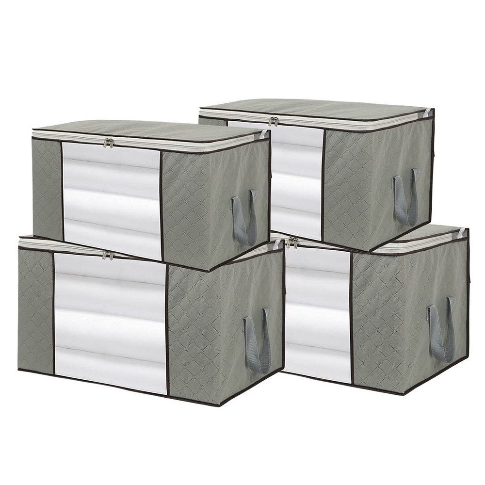 4 Pack Foldable Large Storage Bags 28 x 20 x 12 (L x W x H) inch for Comforte…