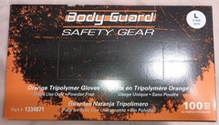 Fastenal 1334871 -Body Guard – Large 7 mil Orange Tri-Polymer Gloves ** LATEX !!