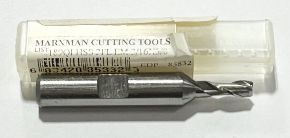 Marxman 3/16″ HSS End Mill 2 Flute 3/8″ Shank