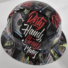 full brim hard hat custom hydro dipped IN DIRTY HANDS CLEAN MONEY NEW