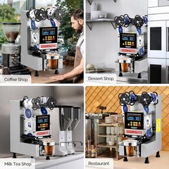 Cup Sealing Machine, Fully Automatic Cup Sealer Machine 500-650 Cups/H, Silver