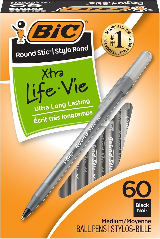 BIC Round Stic Xtra Life Ballpoint Pen, Ultra Long Lasting and Consistent Ink Fl