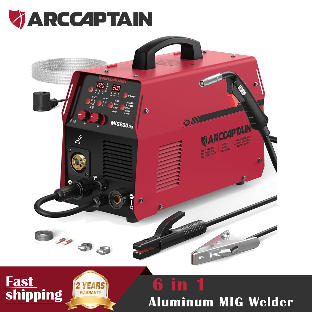 ARCCAPTAIN 6-in-1 Aluminum MIG Welder, 200A Flux Core MIG/Gas MIG/Lift TIG