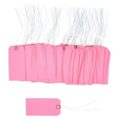 100 pcs of 4 3/4″ x 2 3/8″ Size 5 Pink Cardstock Hang Tag Tags with Wire 13 Pt