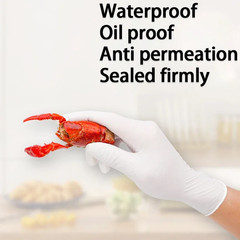White Nitrile Disposable Gloves Powder & Latex Free Gloves for Kitchen Cooking H