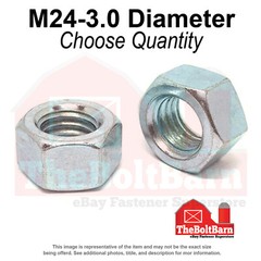 M24-3.0 Class 8 Finished Hex Nut Zinc Clear Coarse Thread (Pick Quantity)