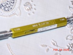 Vermont Gage M8.0 X 1.00 6H Thread Plug Gage GoPD 7.350 NoGO 7.500 TPG-11-53