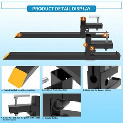 43″ 60″ Tractor Pallet Forks Skid Steer Loader Bucket Clamp Forks 1500lb 4000lbs