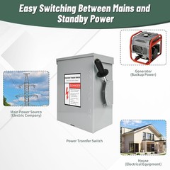 200-Amp, 3 Pole 120 V/240 V Generator Transfer Switch, 48,000 W Manual Transfer
