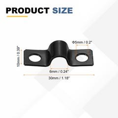25Pcs 6mm U-Shaped Pipe Clamp Carbon Steel Double Hole Strap Clamp with Screw