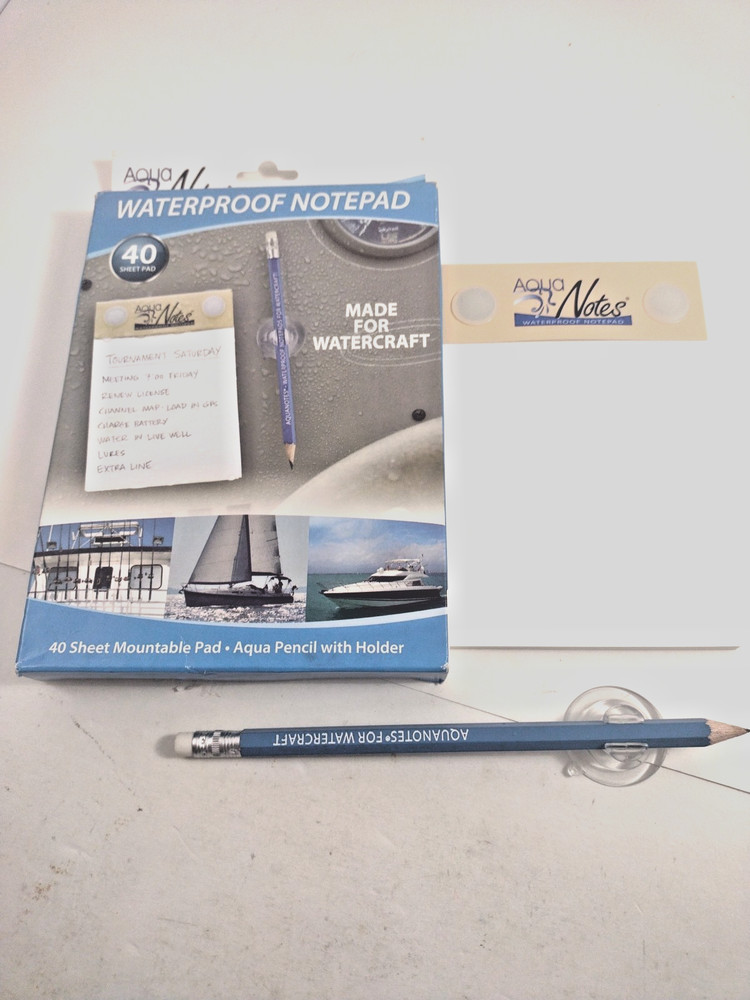 Aqua Boat Notes Waterproof Notepad (MADE IN THE USA) 40 Sheet Pack Aqua Pencil