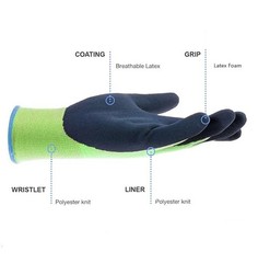 8 Pairs Crinkle Latex Rubber Work Gloves Hand Coated Safety Work Gloves – Green