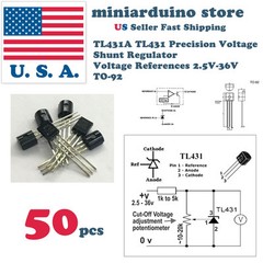50pcs TL431ACL TL431 Adjustable Precision Shunt Regulator To-92 IC 2.5 – 36V
