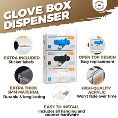 Triple Glove Box Holder Dispenser – Wall Mount or Countertop Load Open Top Clear