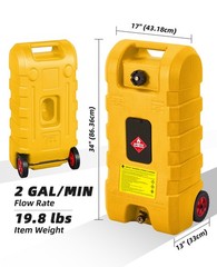 15 Gallon Fuel Caddy Portable Gas Storage Tank Container with Hand Pump 10ft US