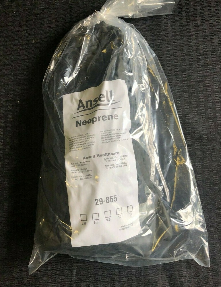12 Pair of Ansell Neoprene Chemical Resistant Gloves 10, 13″ Black 29-865