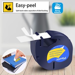 10 PK Black on Yellow Plastic Label Tape for Dymo Letra Tag 91332 LT100T LT100H