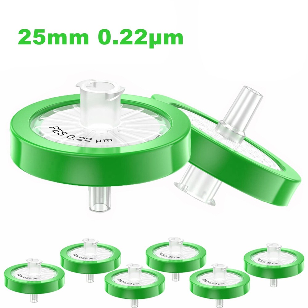 300PCS HPLC Non-sterile PES Syringe Filter 25mm 0.22μm Luer Slip Lab Membrane PP