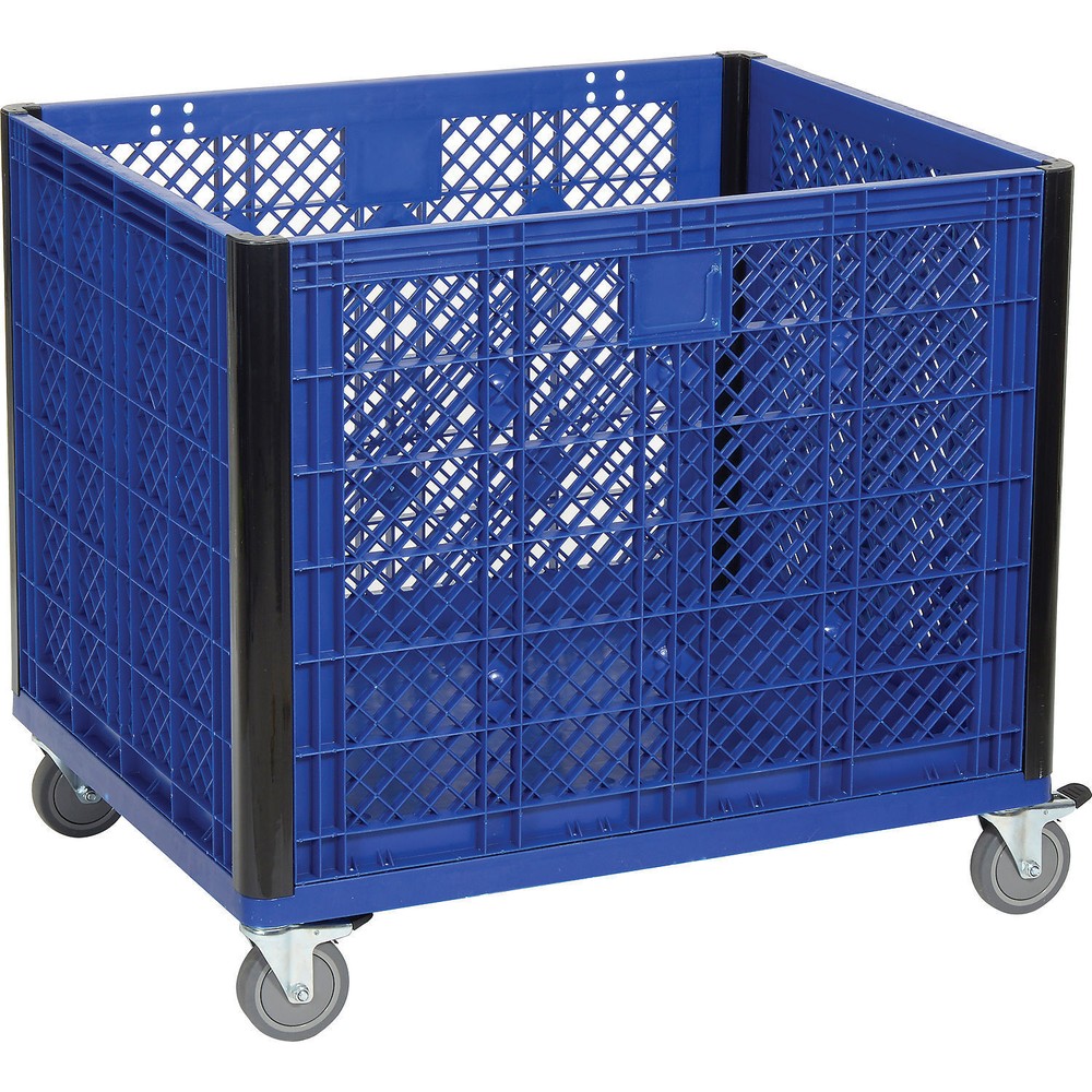 Vented Wall Bulk Container with Casters 39-1/4″L x 31-1/2″W x 29″H Blue