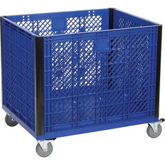 Vented Wall Bulk Container with Casters 39-1/4″L x 31-1/2″W x 29″H Blue