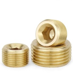 Brass Pipe Plug Male Thread Hexagon Internal Head Socket Fitting Brass Cap Bung